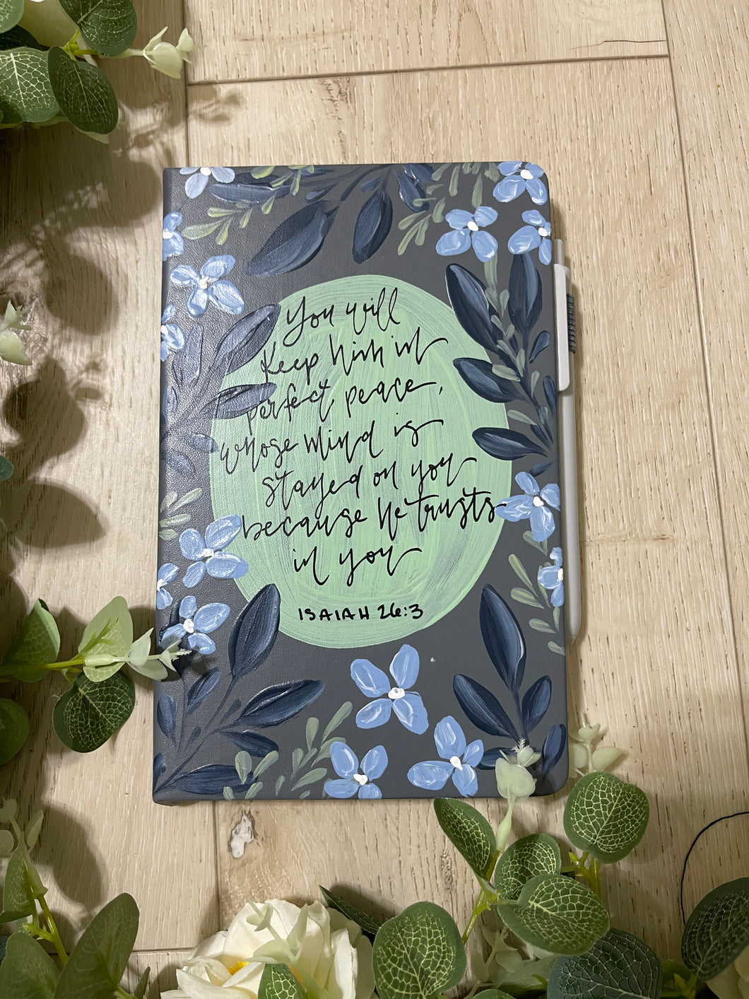 Hand Painted Journal w/pen|Isaiah 26|christian gift