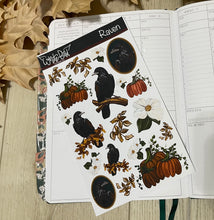 Load image into Gallery viewer, Raven Stickers| Planner Stickers|October Fall Autumn Stickers|pumpkin Stickers|Faith Sticker Sheets
