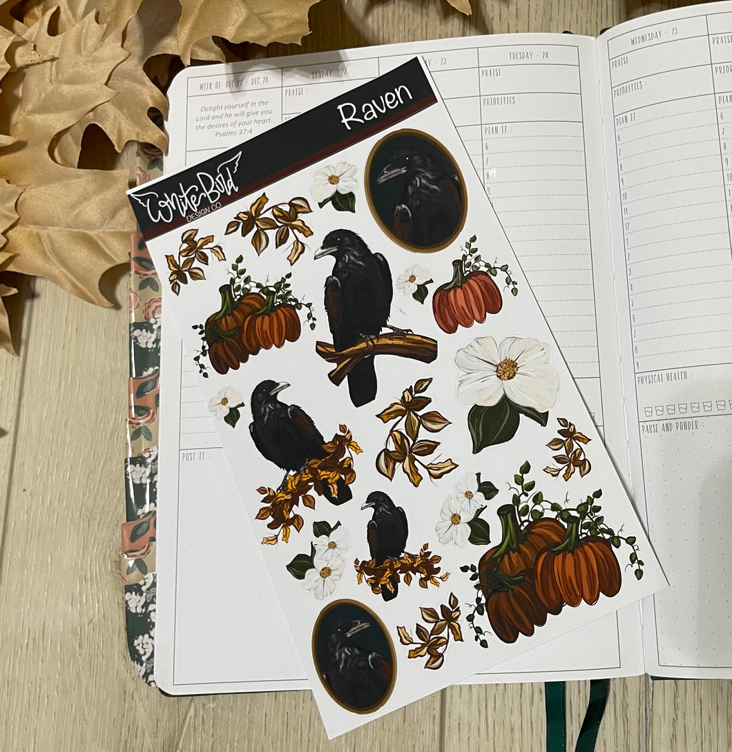 Raven Stickers| Planner Stickers|October Fall Autumn Stickers|pumpkin Stickers|Faith Sticker Sheets